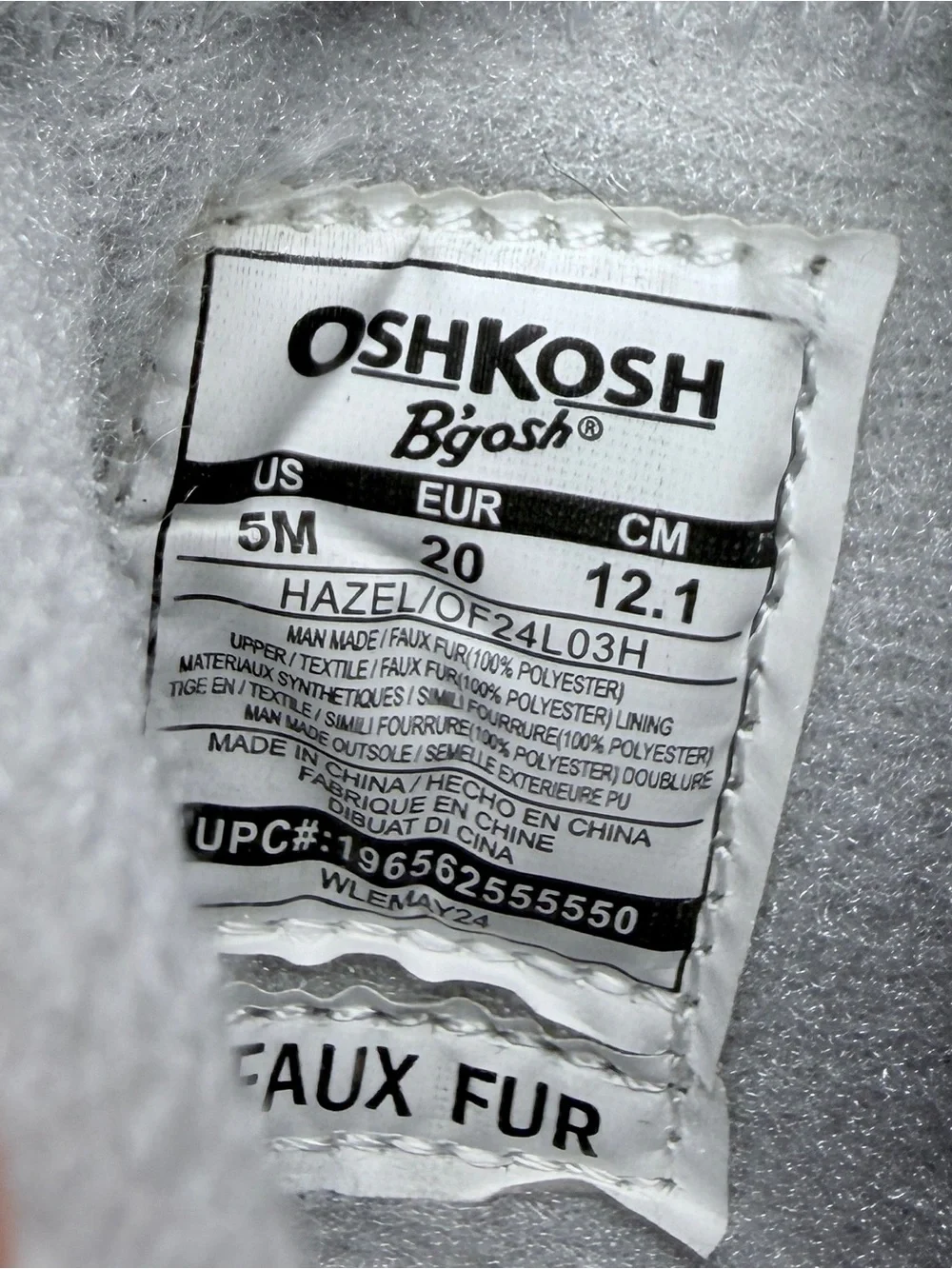 OshKosh Hazel Cozy Boots Girls 5 Silver Faux Fur Zip NWT